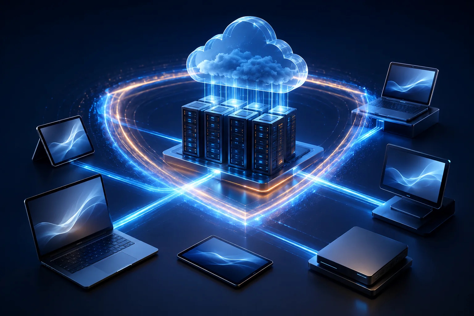 Secure virtual desktop infrastructure connecting multiple workplace devices