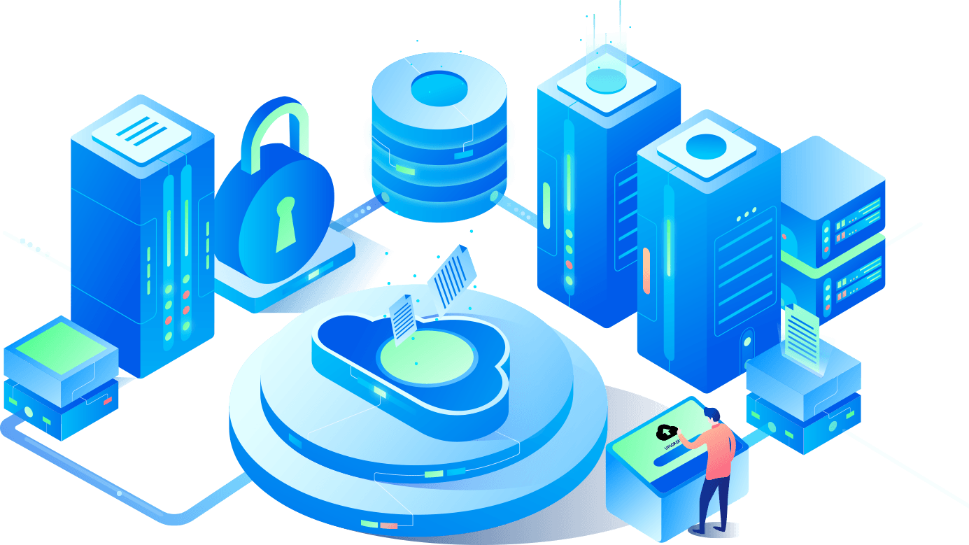 Cloud infrastructure and secure network laboratory illustration
