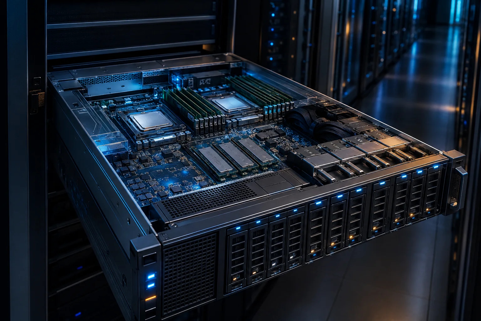 Dedicated rack server with enterprise processors, memory and storage